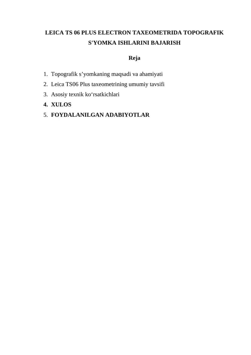 LEICA TS 06 PLUS ELECTRON TAXEOMETRIDA TOPOGRAFIK S'YOMKA ISHLARINI BAJARISH 1