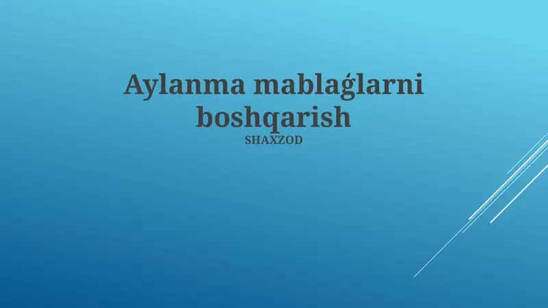 Aylana Oqimini Boshqarish 1