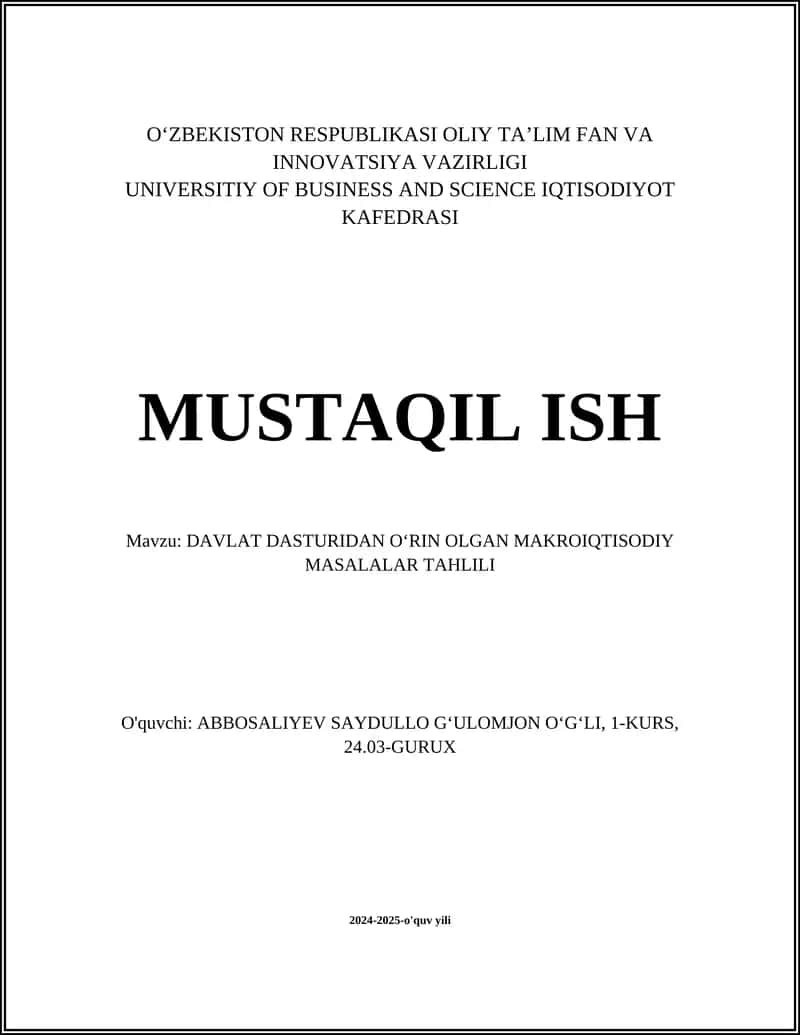 Iqtisodiy oʻsish sur'atlari tahlili 1