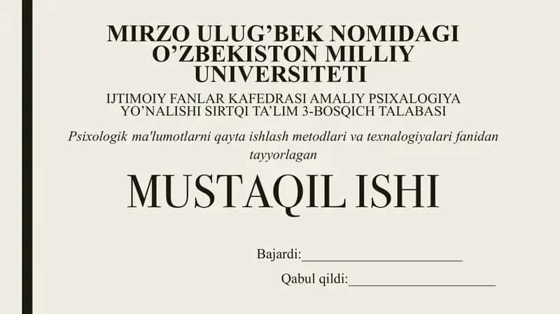 Ko'plik variatsion qator, ular bilan ishlash moda, mediana, tartiblash 1