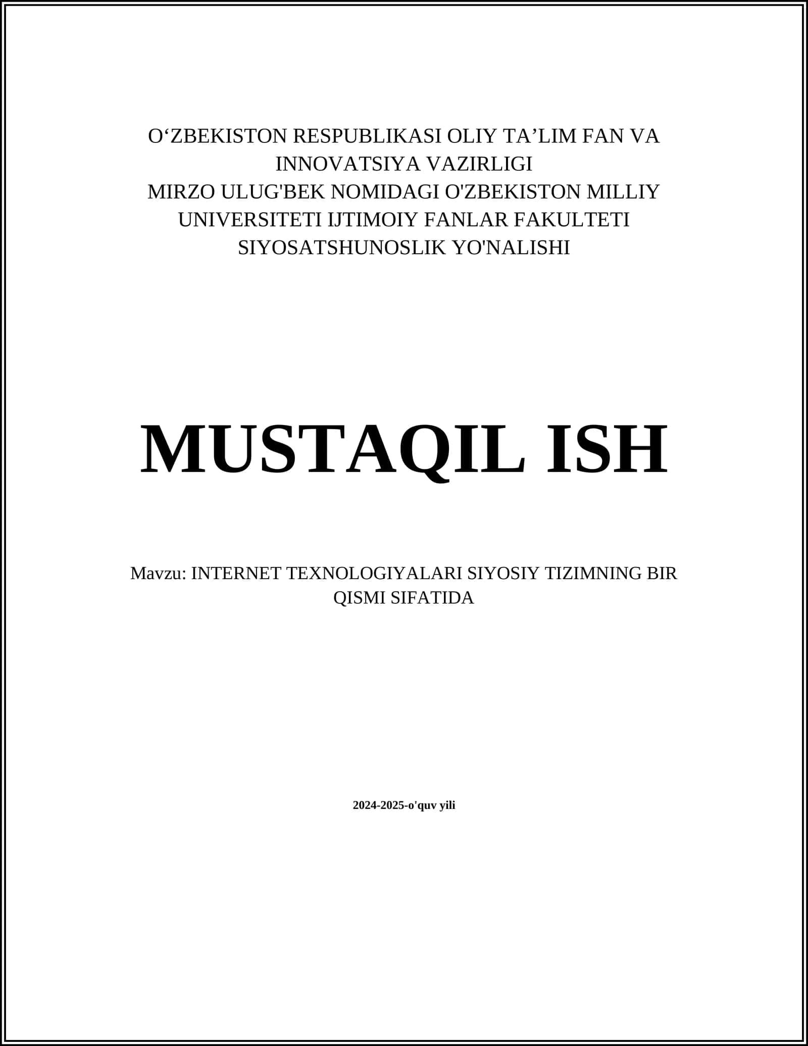 INTERNET TEXNOLOGIYALARI SIYOSIY TIZIMNING BIR QISMI SIFATIDA 1