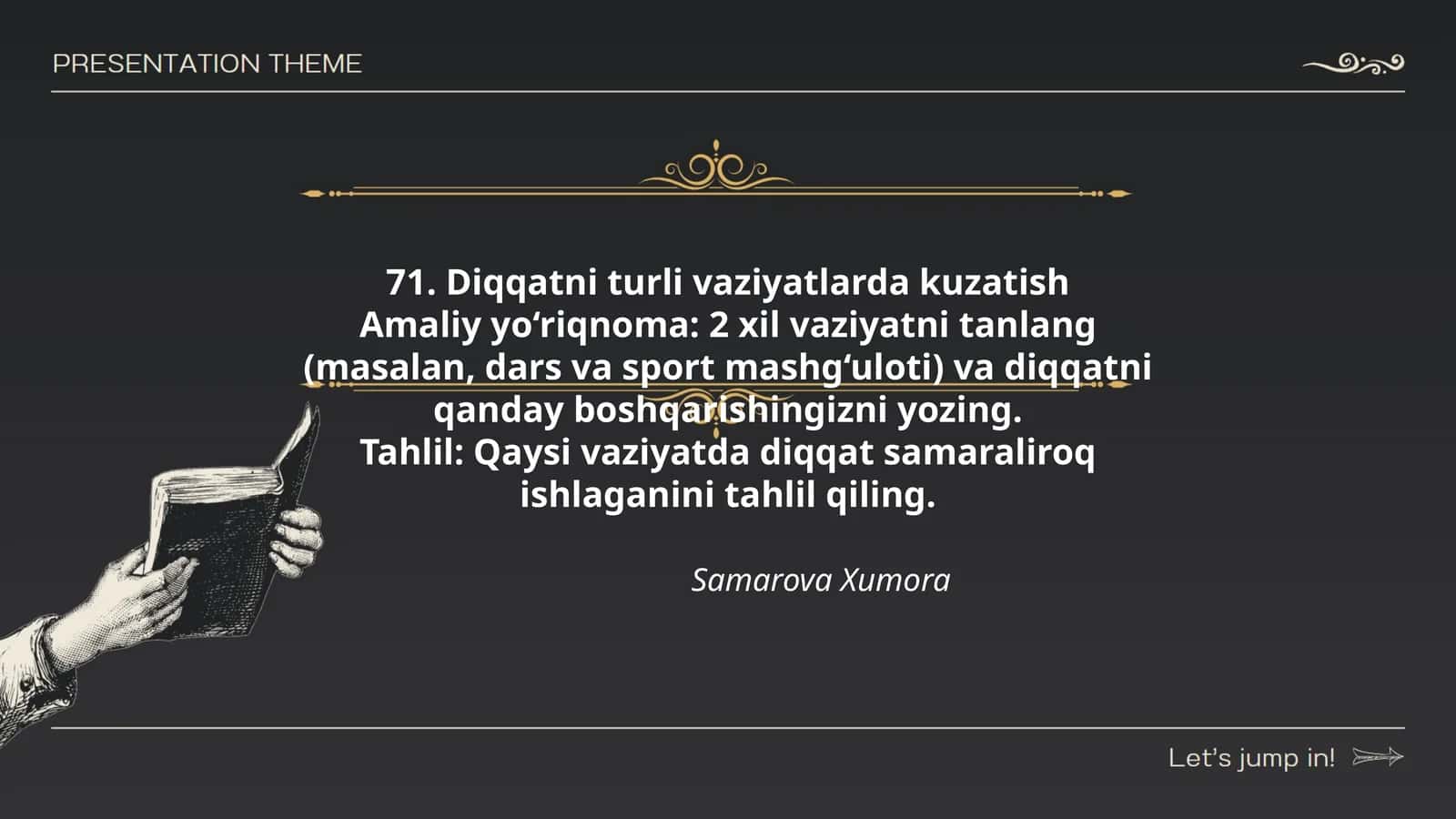 Diqqatni turli vaziyatlarda kuzatish 1