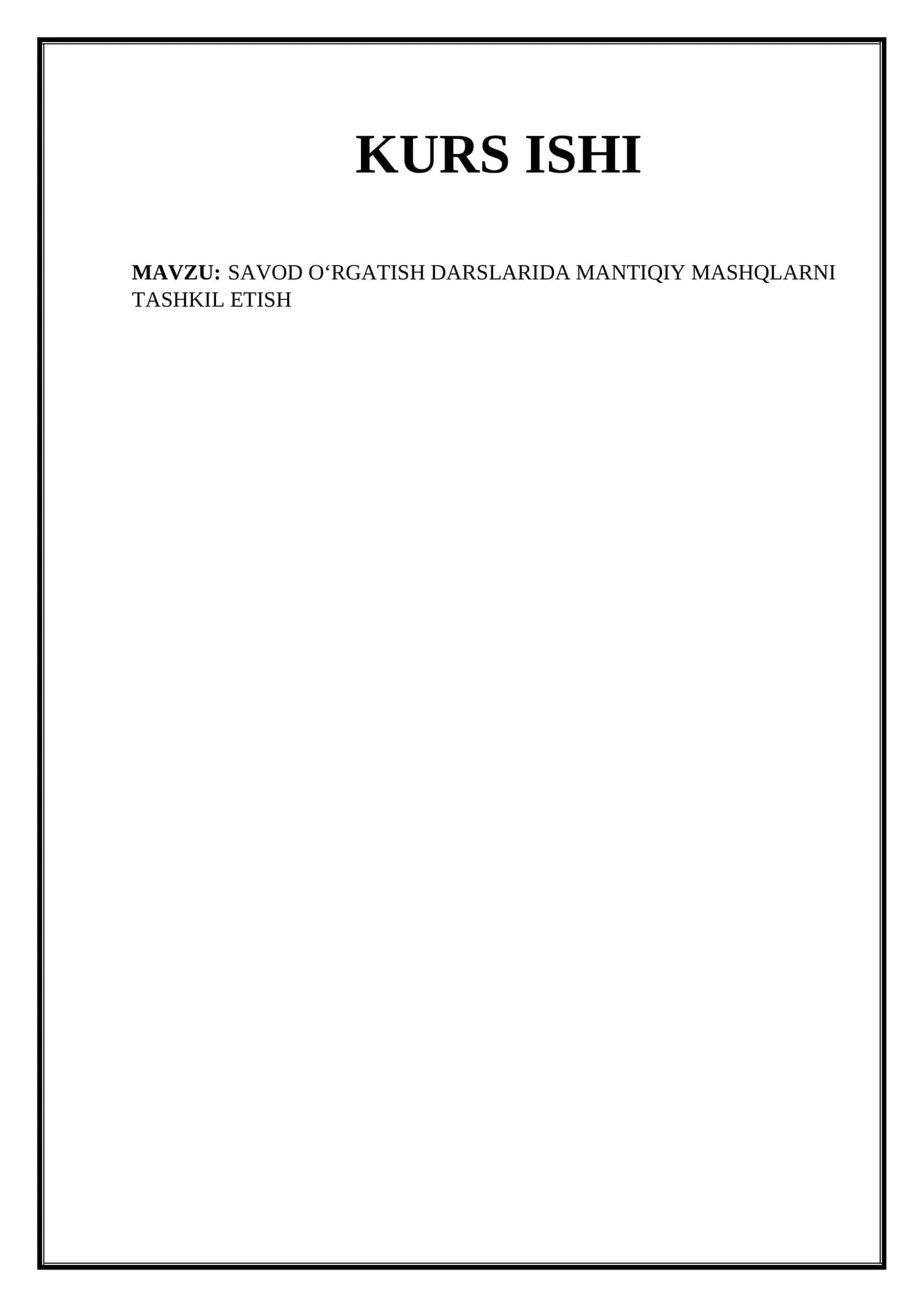 SAVOD O‘RGATISH DARSLARIDA MANTIQIY MASHQLARNI TASHKIL ETISH 1