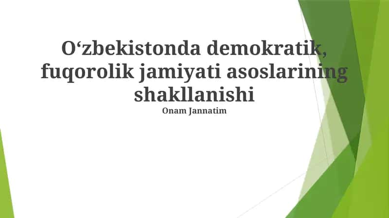 O‘zbekistonda demokratik, fuqorolik jamiyati asoslarining shakllanishi 1