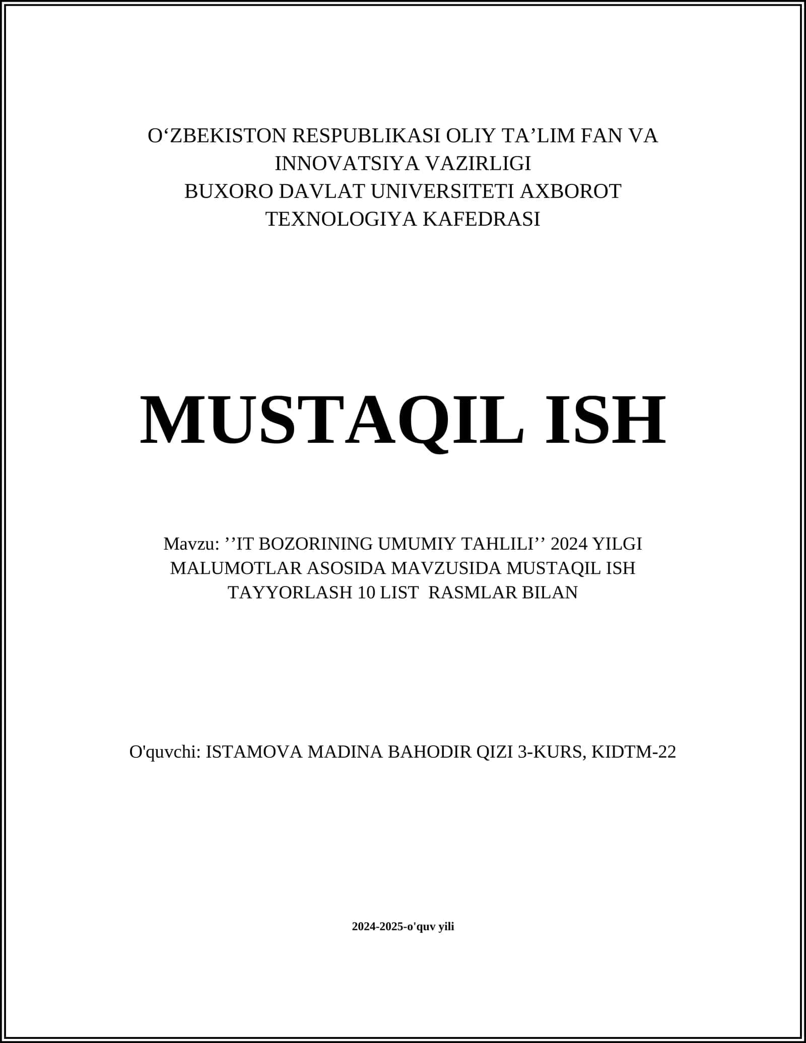 IT BOZORINING UMUMIY TAHLILI 1