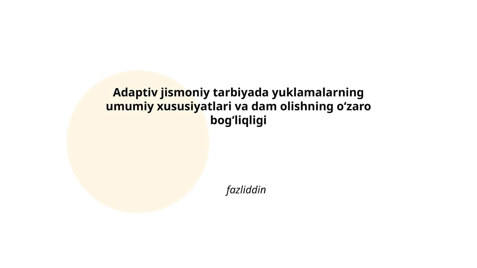 Adaptiv jismoniy tarbiyada yuklamalarning umumiy xususiyatlari va dam olishning oʻzaro bogʻliqligi 1