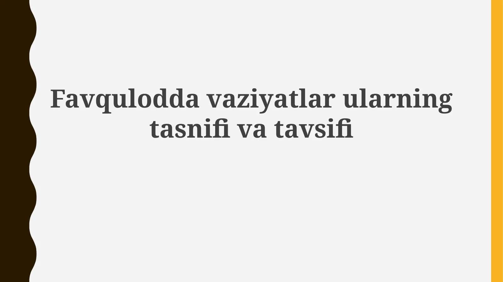 Favqulodda vaziyatlarning tasnifi va turlari 1