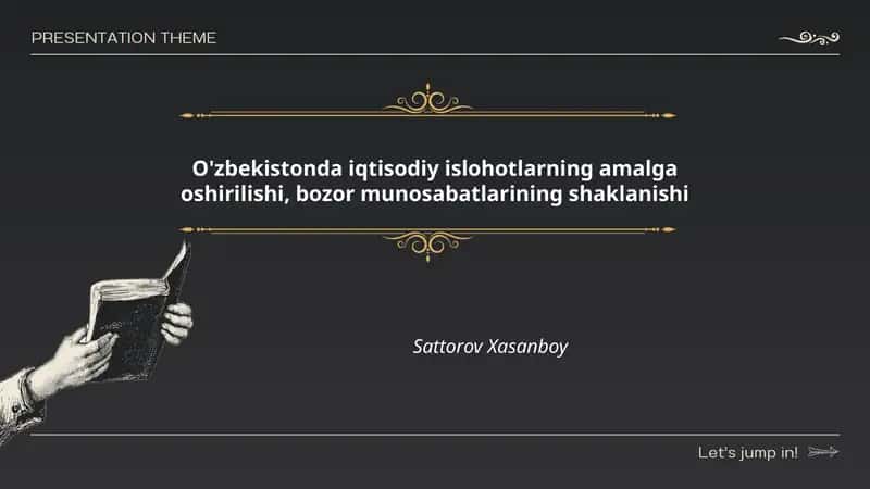 O'zbekistonda iqtisodiy islohotlarning amalga oshirilishi, bozor munosabatlarining shaklanishi 1
