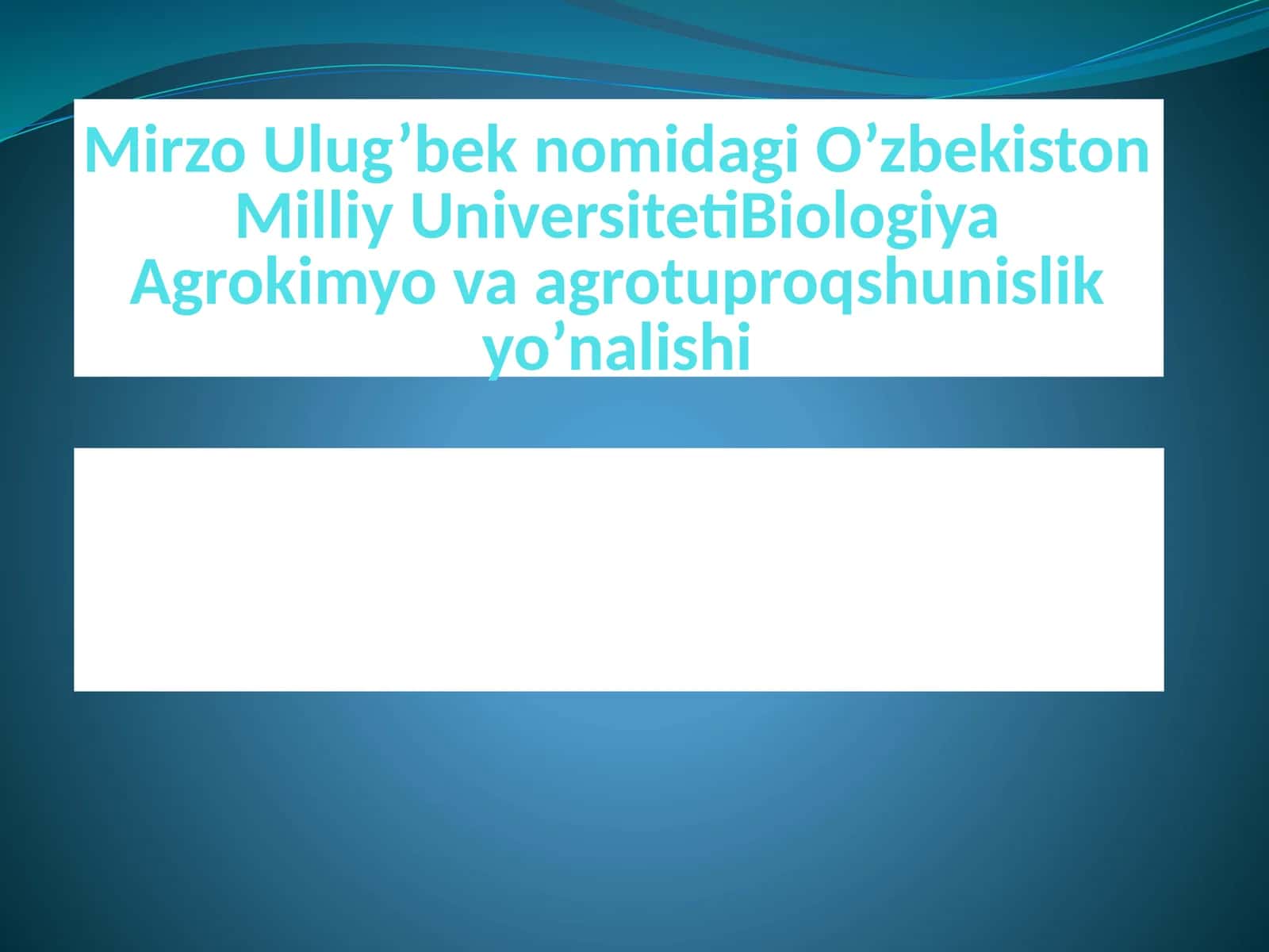 O’zbekiston Milliy Universiteti Biologiya Agrokimyo va Agrotuproqshunislik yo’nalishi 1