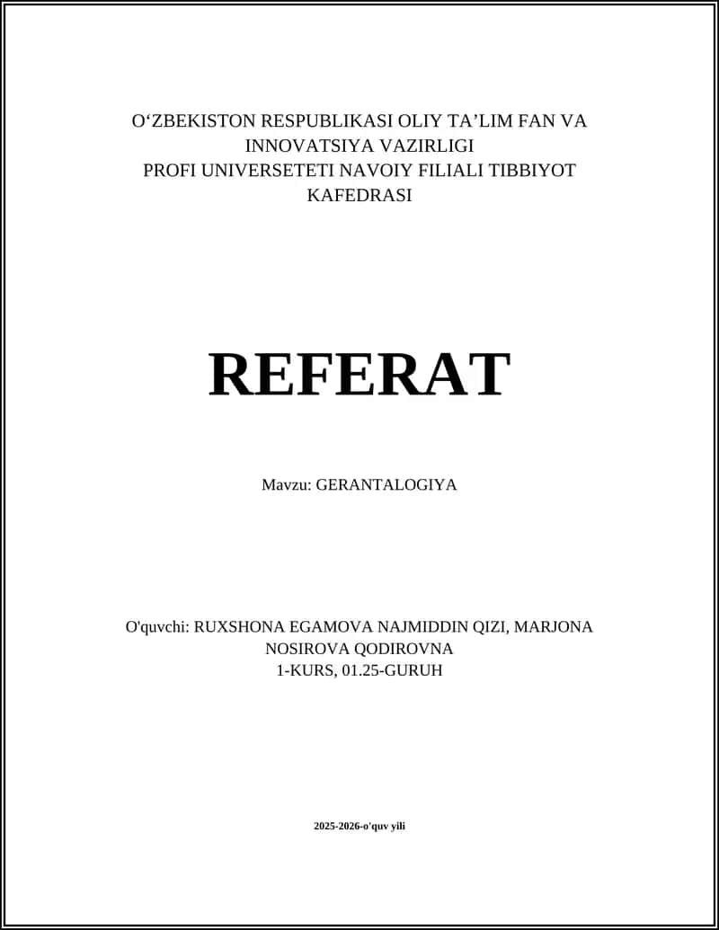 GERANTALOGIYA 1