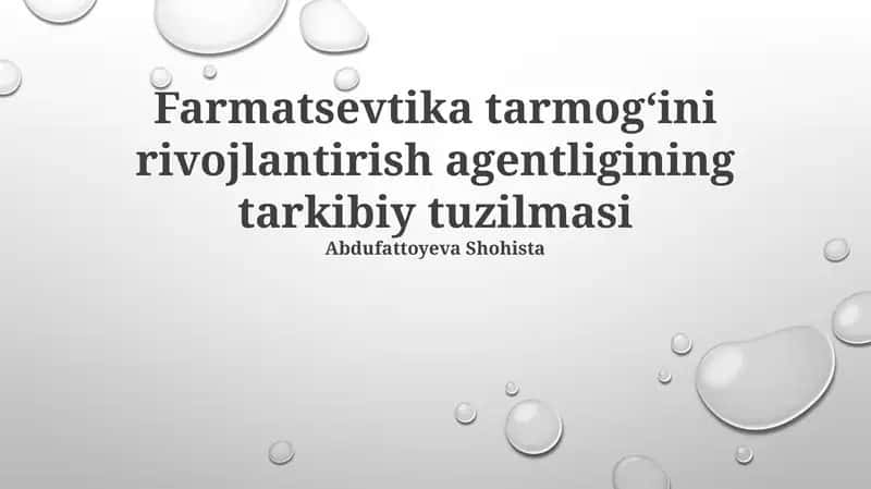 Farmatsevtika tarmogʻini rivojlantirish agentligining tarkibiy tuzilmasi 1