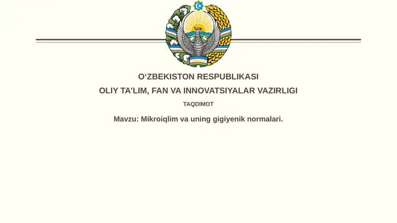 Mikroiqlim va uning gigiyenik normatlari 1