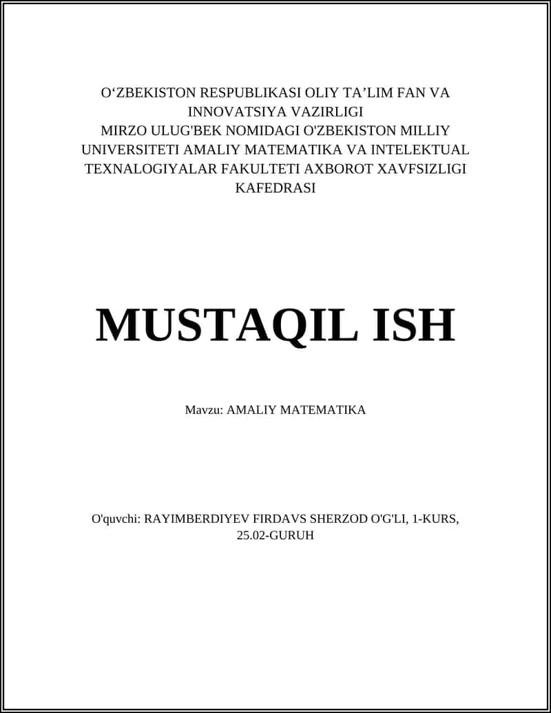 AMALIY MATEMATIKA 1