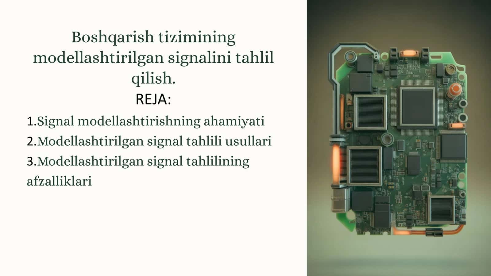 Boshqarish tizimining modellashtirilgan signalini tahlil qilish 1