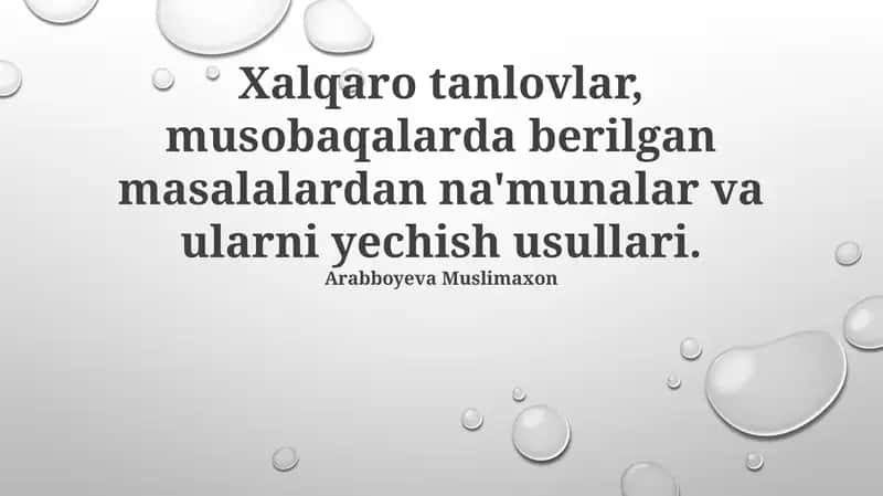 Xalqaro musobaqalar 1