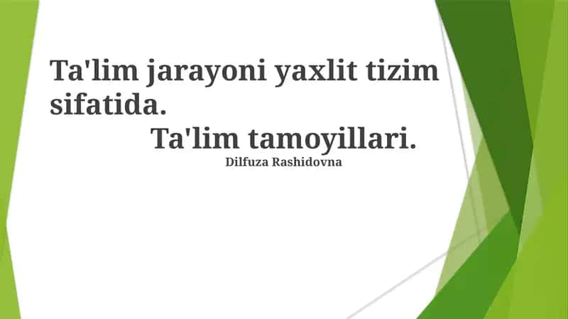 Ta'lim Asoslarining Asosiy Tushunchalari 1