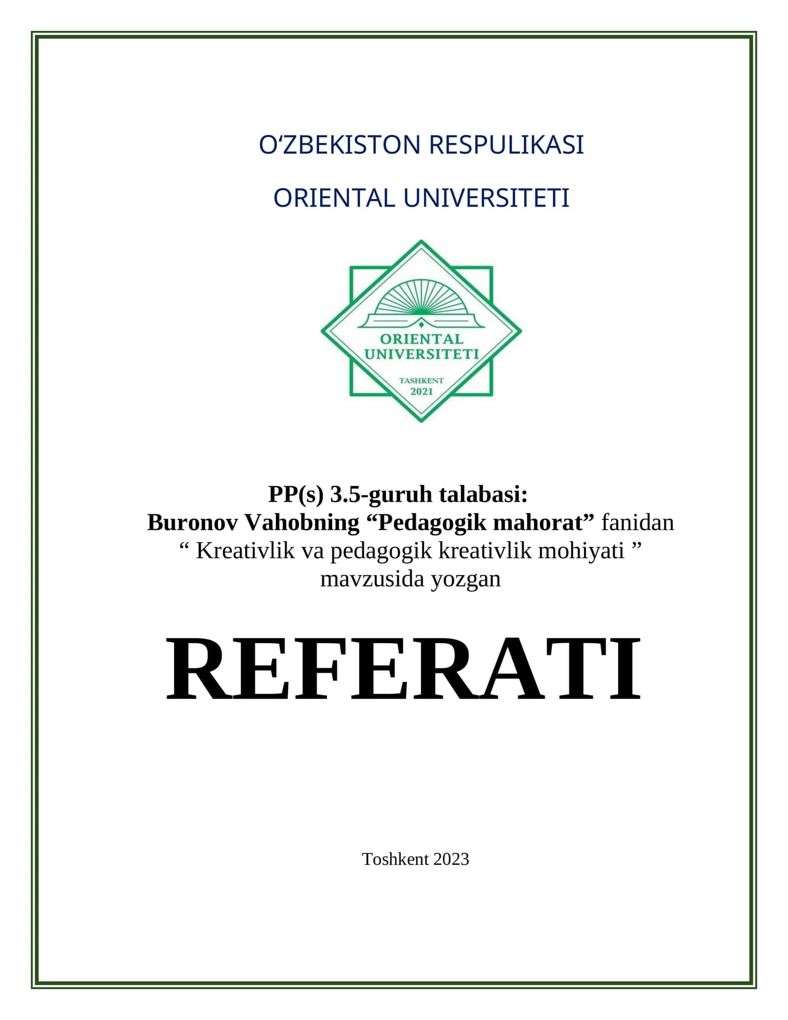 Kreativlik va pedagogik kreativlik mohiyati 1