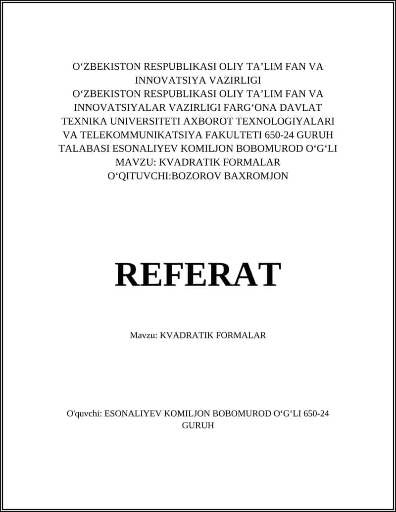 KVADRATIK FORMALAR 1