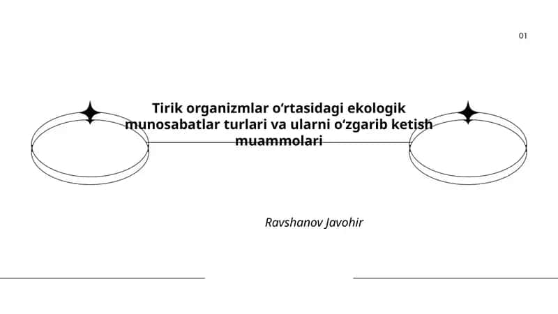 Tirik organizmlar o‘rtasidagi ekologik munosabatlar turlari va ularni o‘zgarib ketish muammolari 1