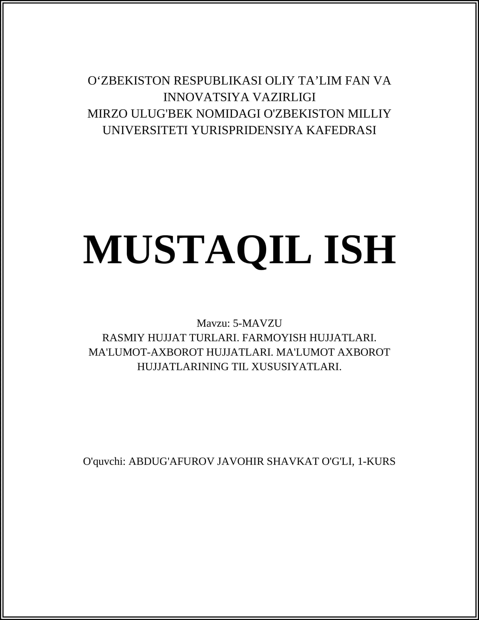 Rasmiy hujjatlarning turlari 1