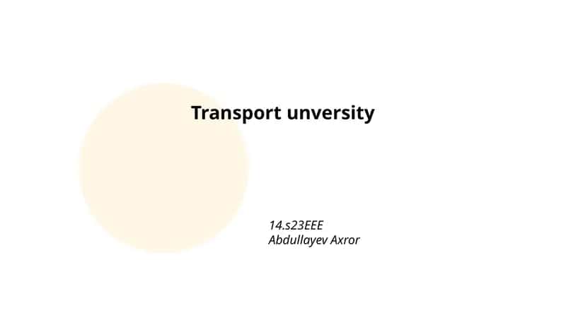 Transportation Engineering 1