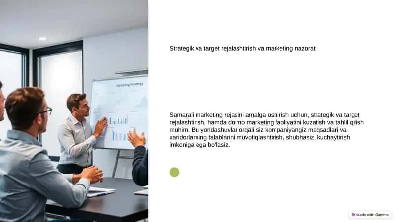 Strategik va target rejalashtirish va marketing nazorati 1