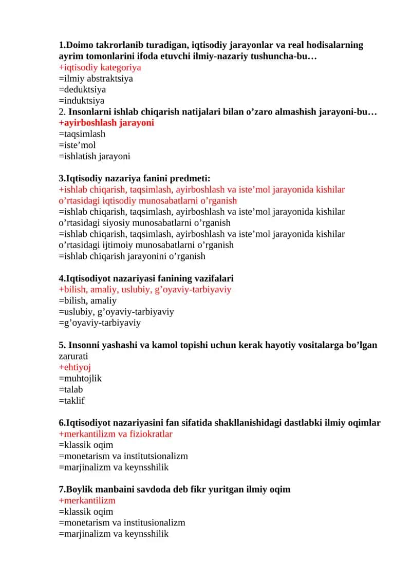 Iqtisodiyot nazariyasi fanining vazifalari 1