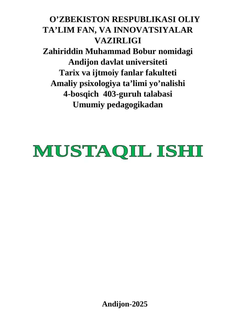 Nazariy muammoli topshiriqlar va IMAK texnologiyasi 1