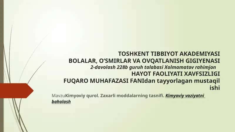 Kimyoviy qurollar 1