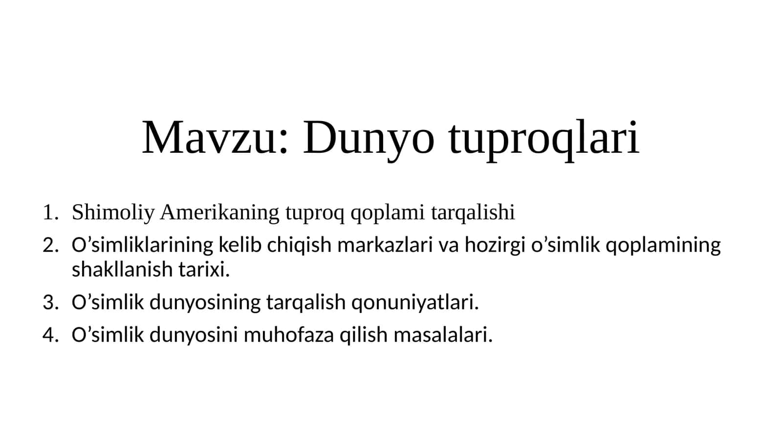 Shimoliy Amerikaning tuproq qoplami tarqalishi 1