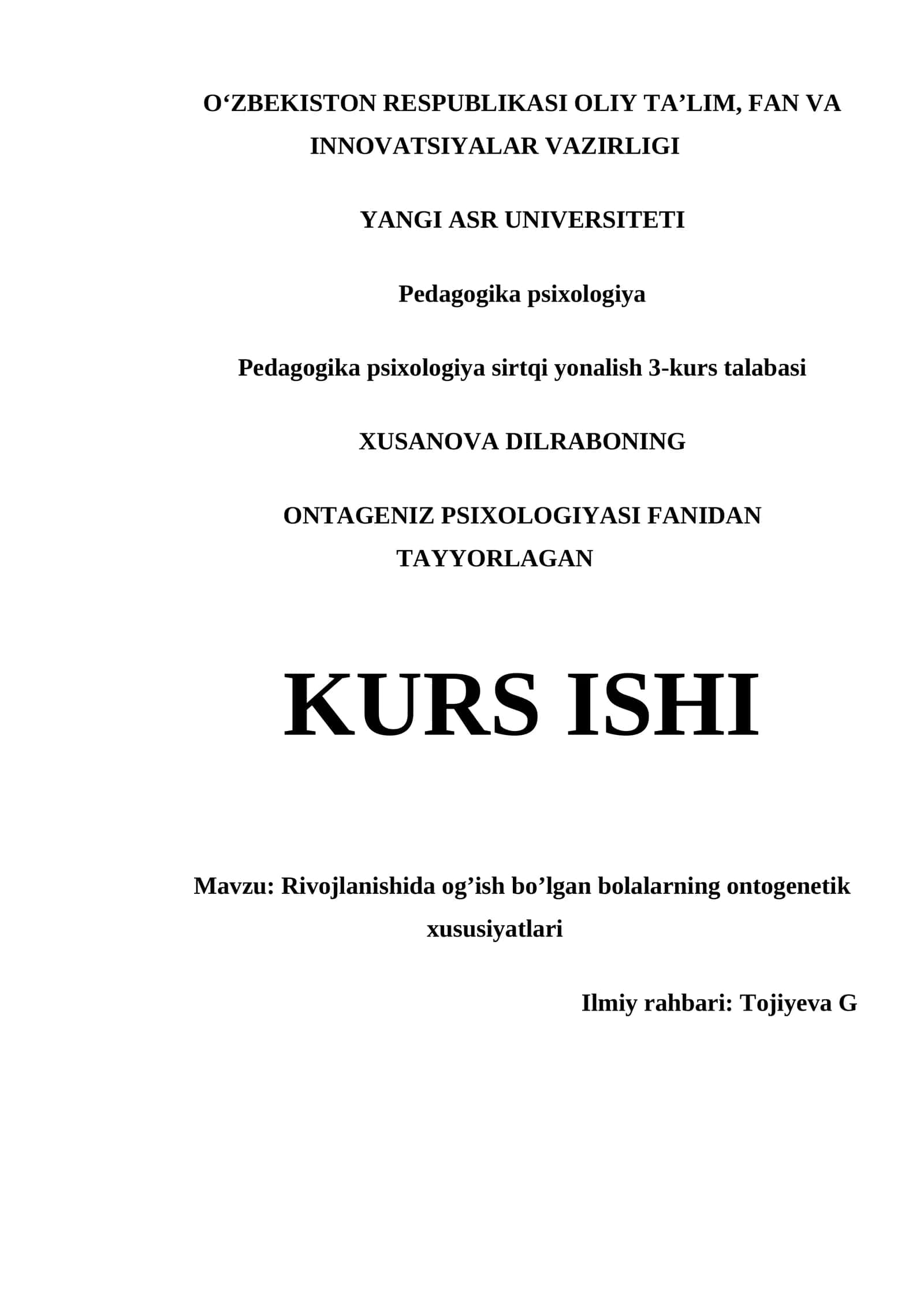Pedagogika psixologiya sirtqi yonalish 3-kurs talabasi 1