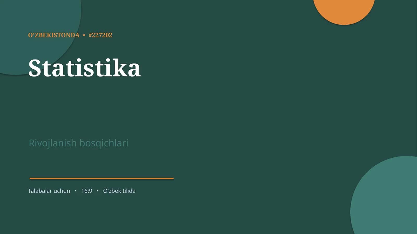 Statistika Rivojlanish bosqichlari 1