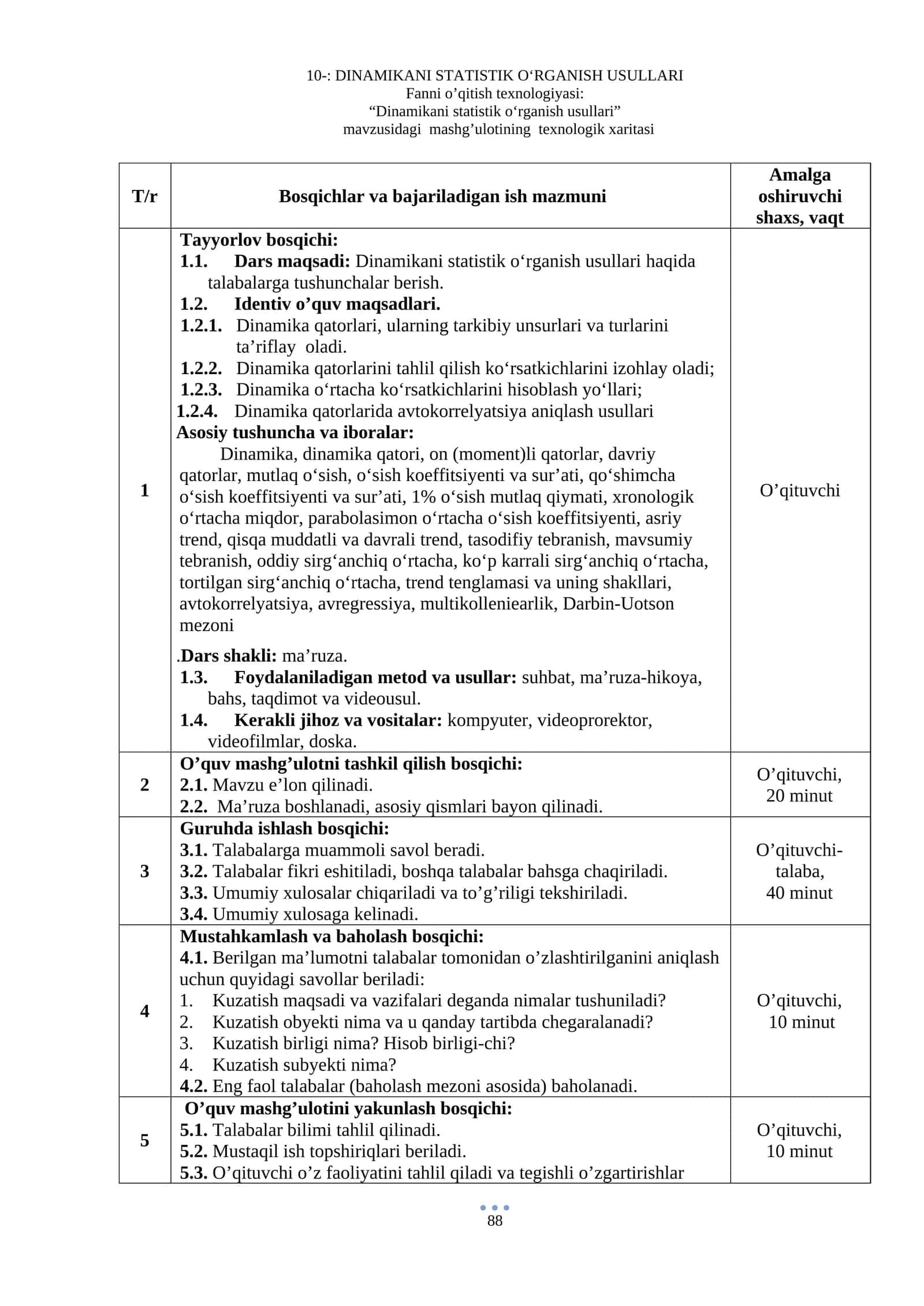 Dinamikani statistik o‘rganish usullari 1