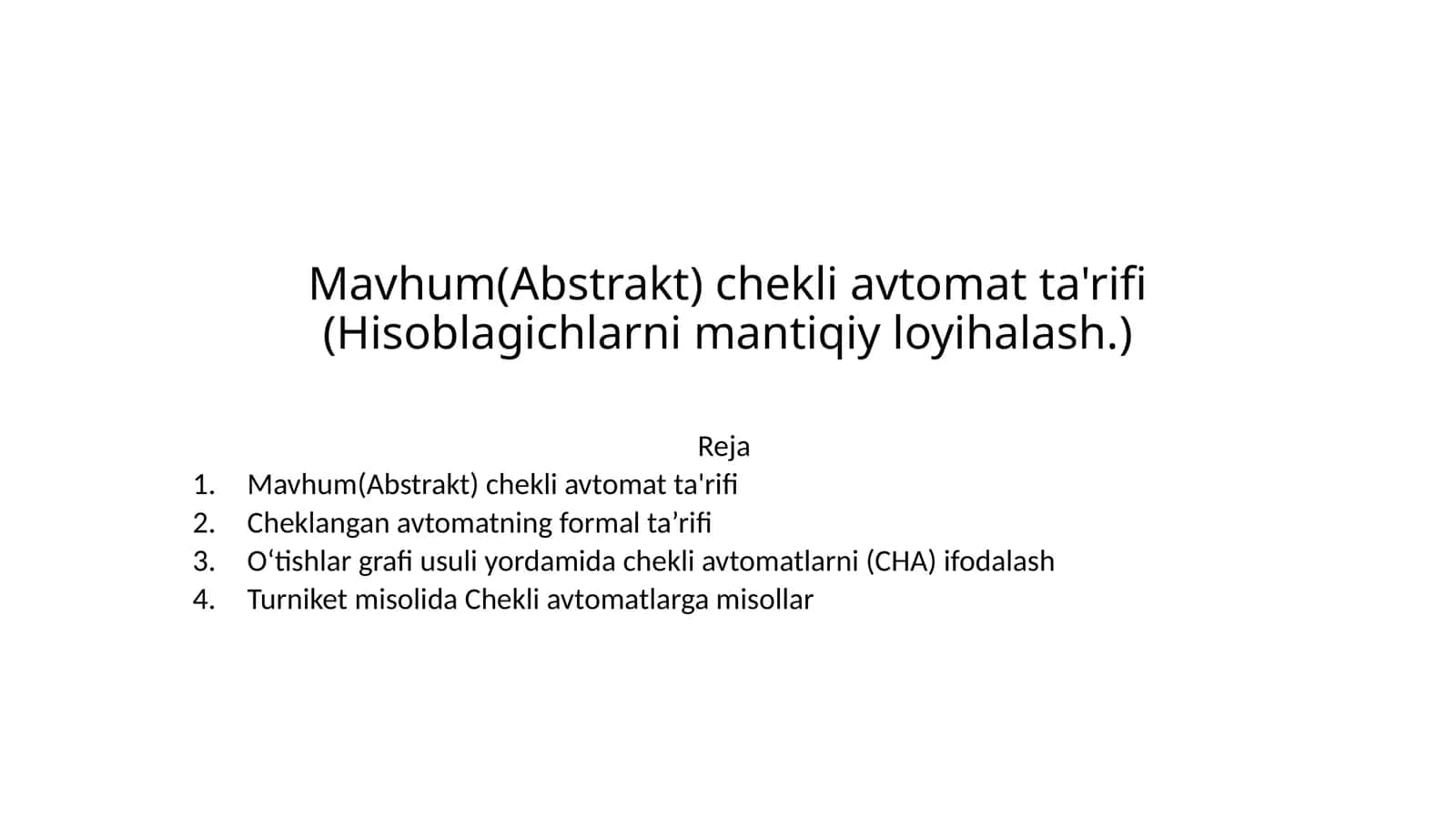 Mavhum(Abstrakt)chekliavtomatta'rifi 1