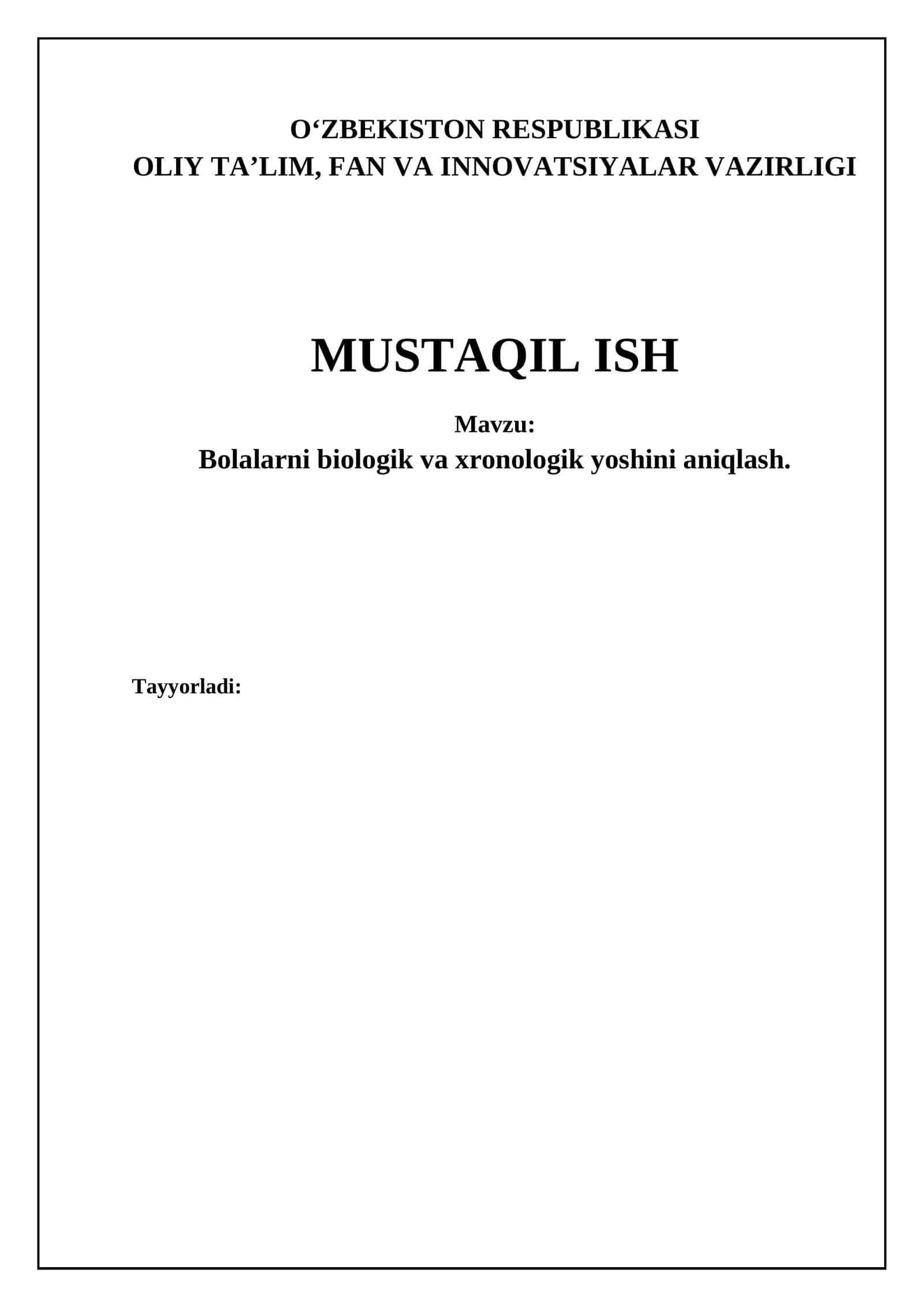 Bolalarni biologik va xronologik yoshini aniqlash 1