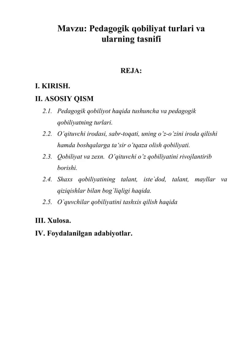 Pedagogik qobiliyat turlari va ularning tasnifi 1