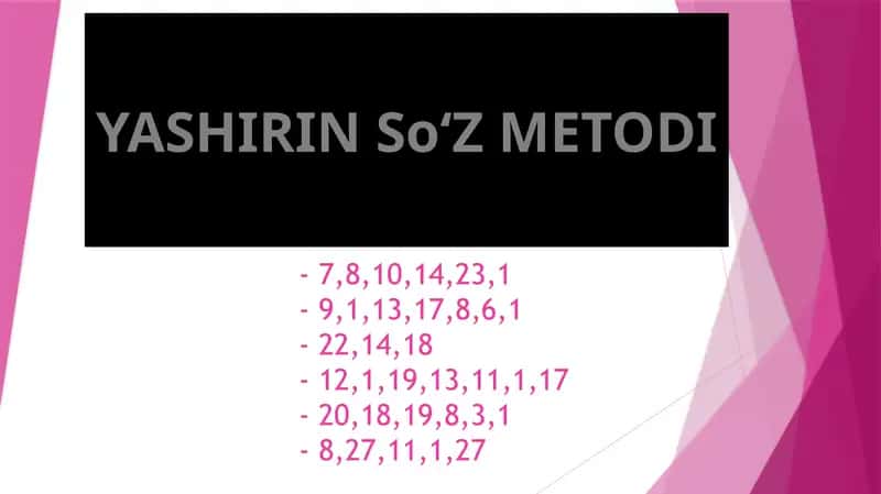 YASHIRIN SO‘Z METODI 1