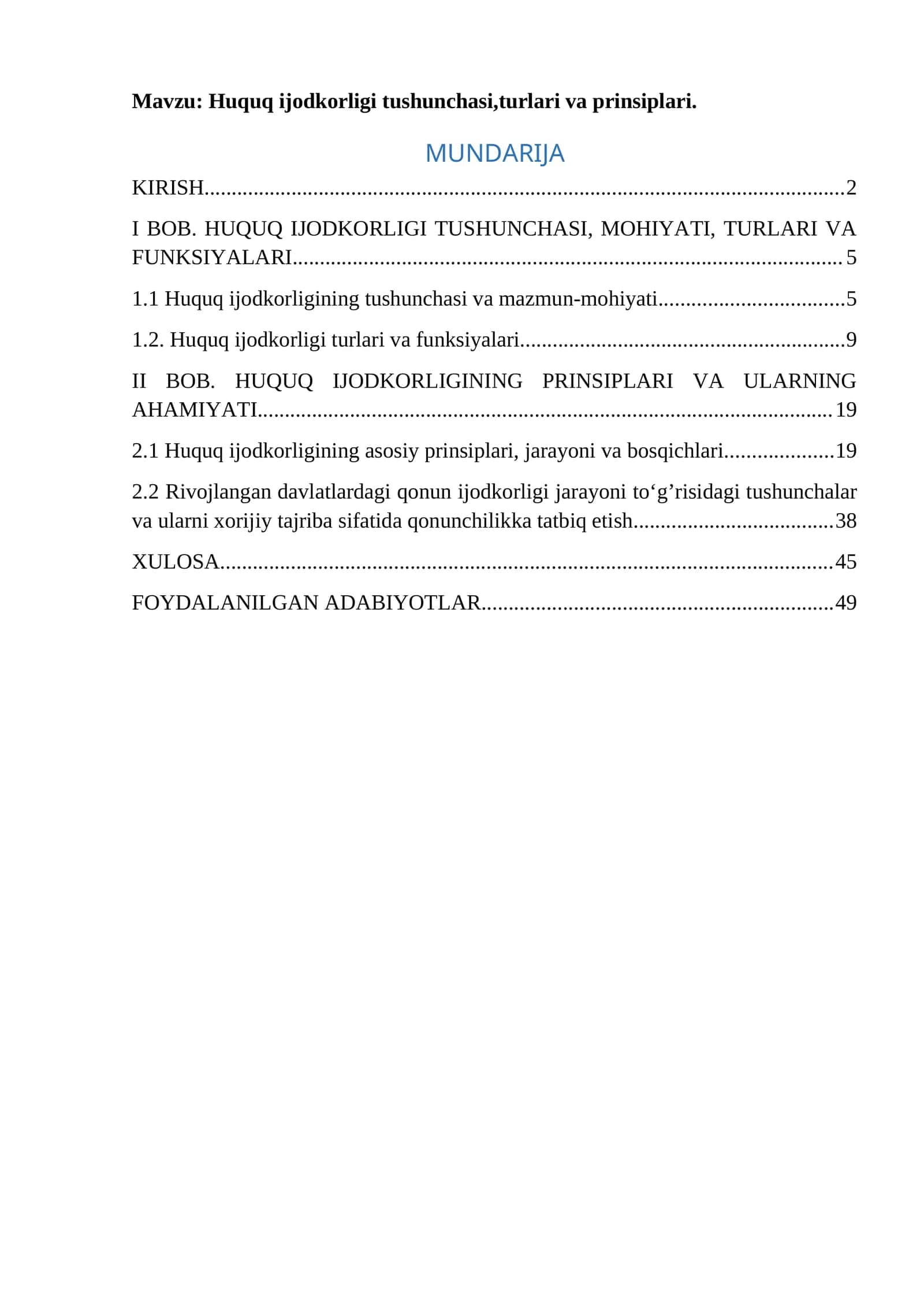Huquq ijodkorligi tushunchasi,turlari va prinsiplari 1