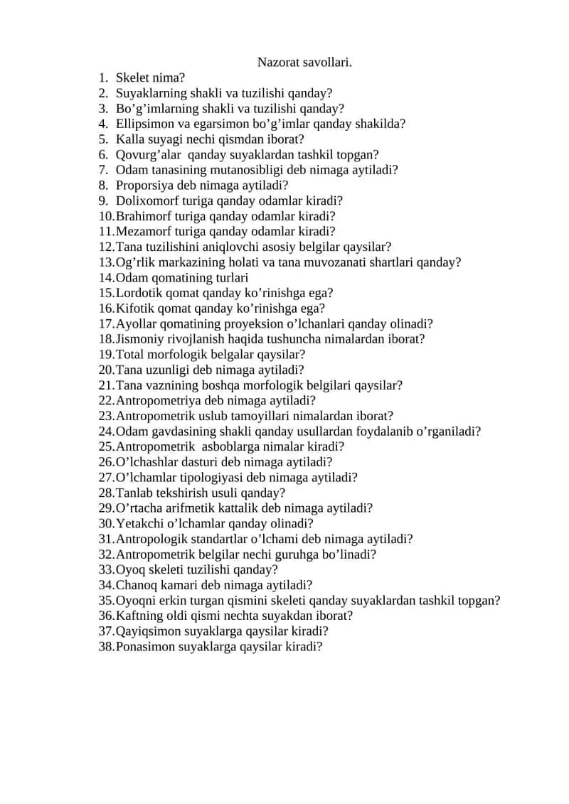 Antropometriya va antropologiya 1