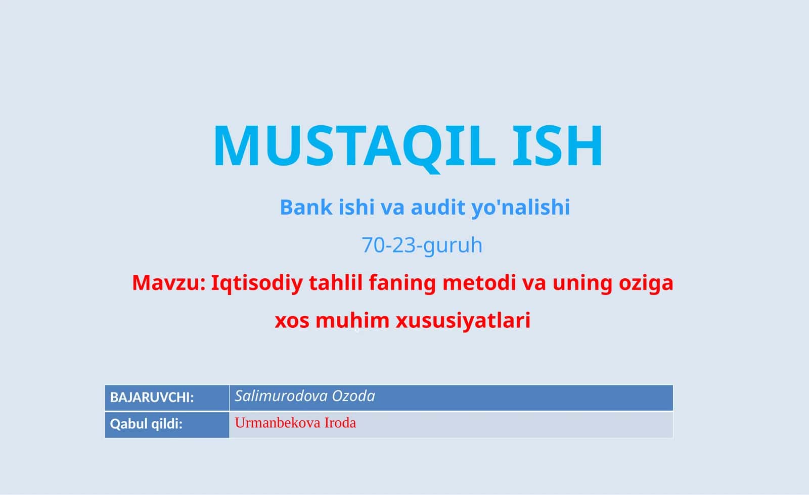 Iqtisodiy tahlil faning metodi va uning oziga xos muhim xususiyatlari 1