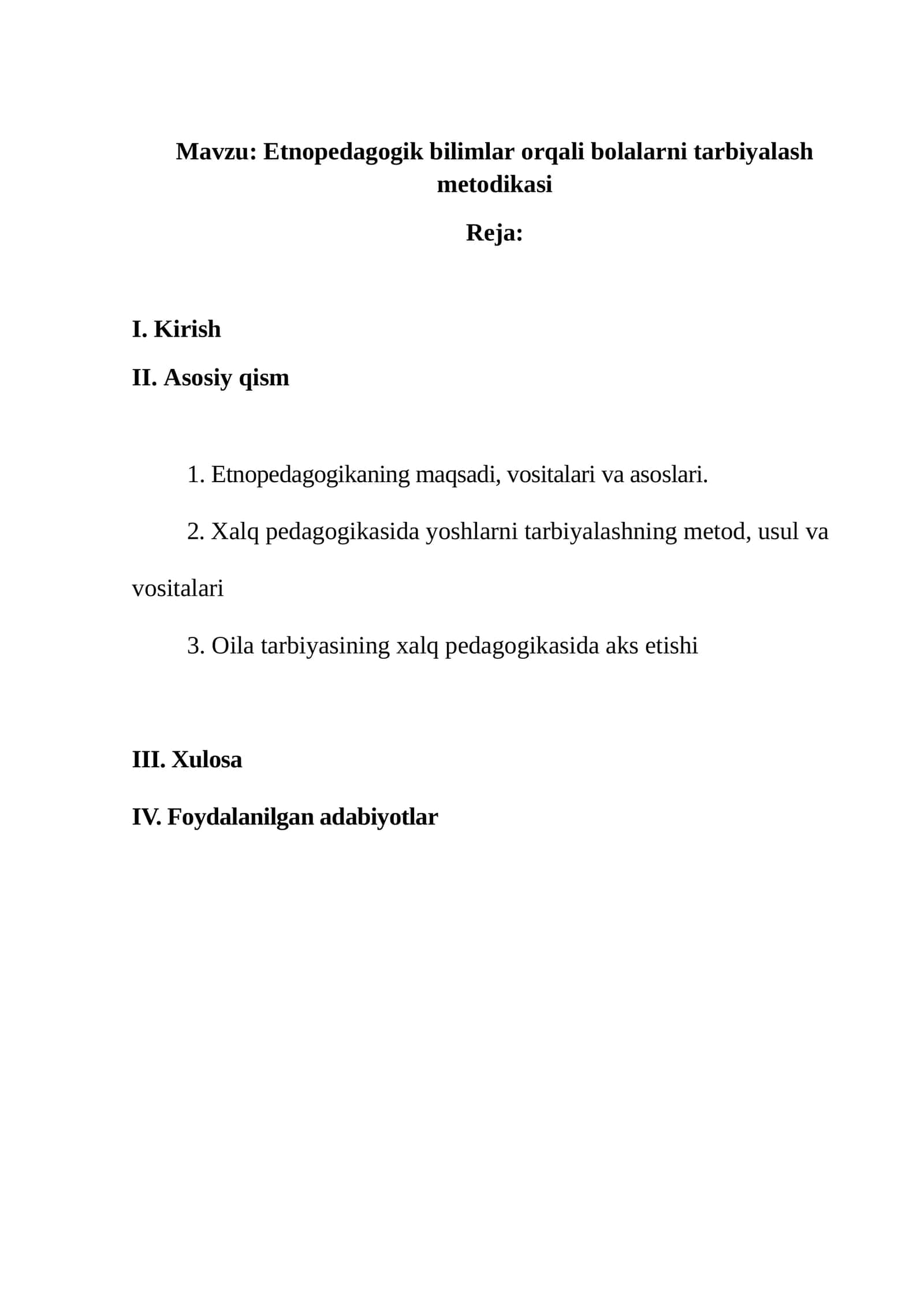 Etnopedagogik bilimlar orqali bolalarni tarbiyalash metodikasi 1