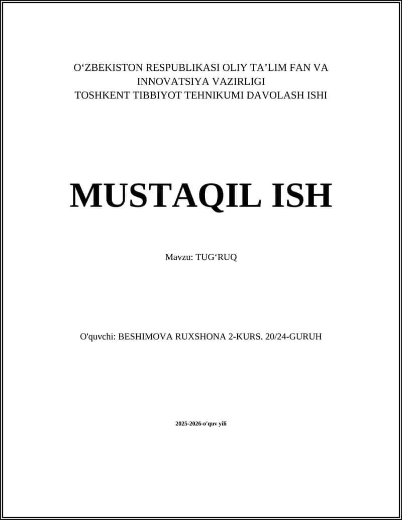 TUGʻRUQ 1