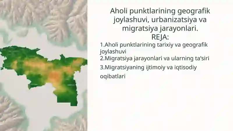 Aholi punktlarining geografik joylashuvi va migratsiya jarayonlari 1