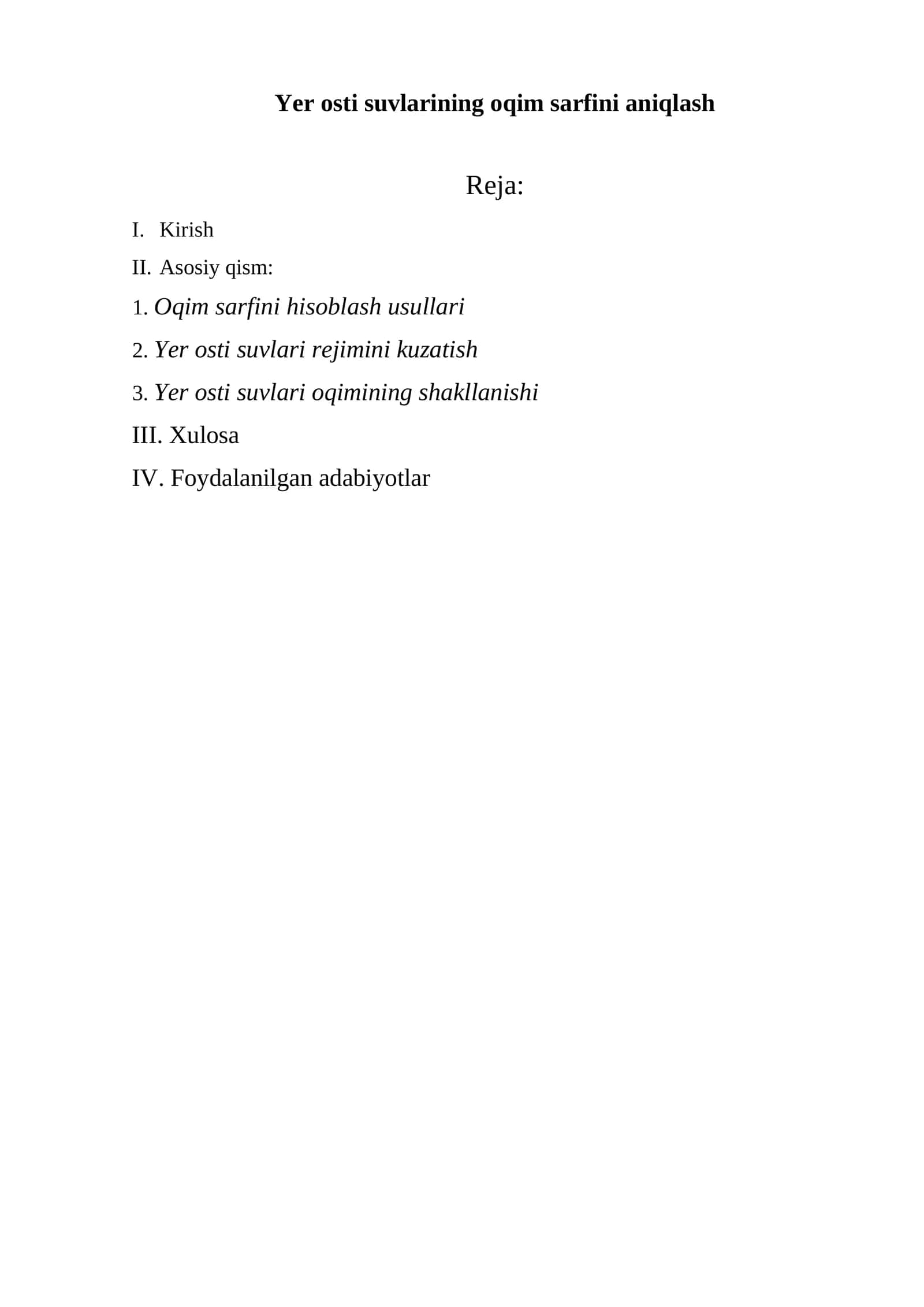 Yer osti suvlarining oqim sarfini aniqlash 1