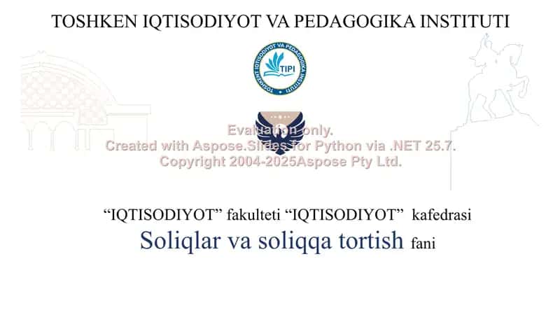 Soliqlar va soliqqa tortish fani 1