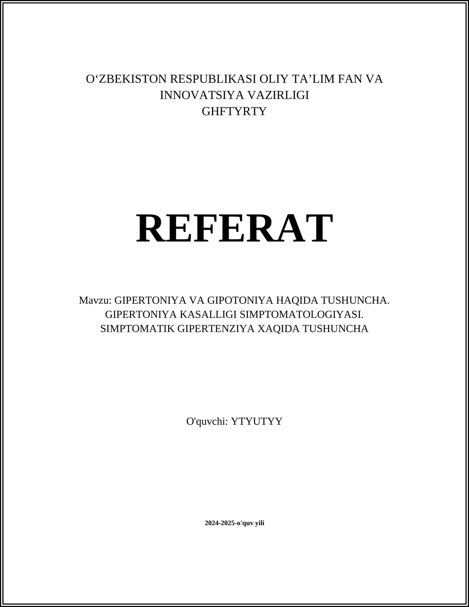 Gipertoniya va Gipotoniya Tushunchasi 1