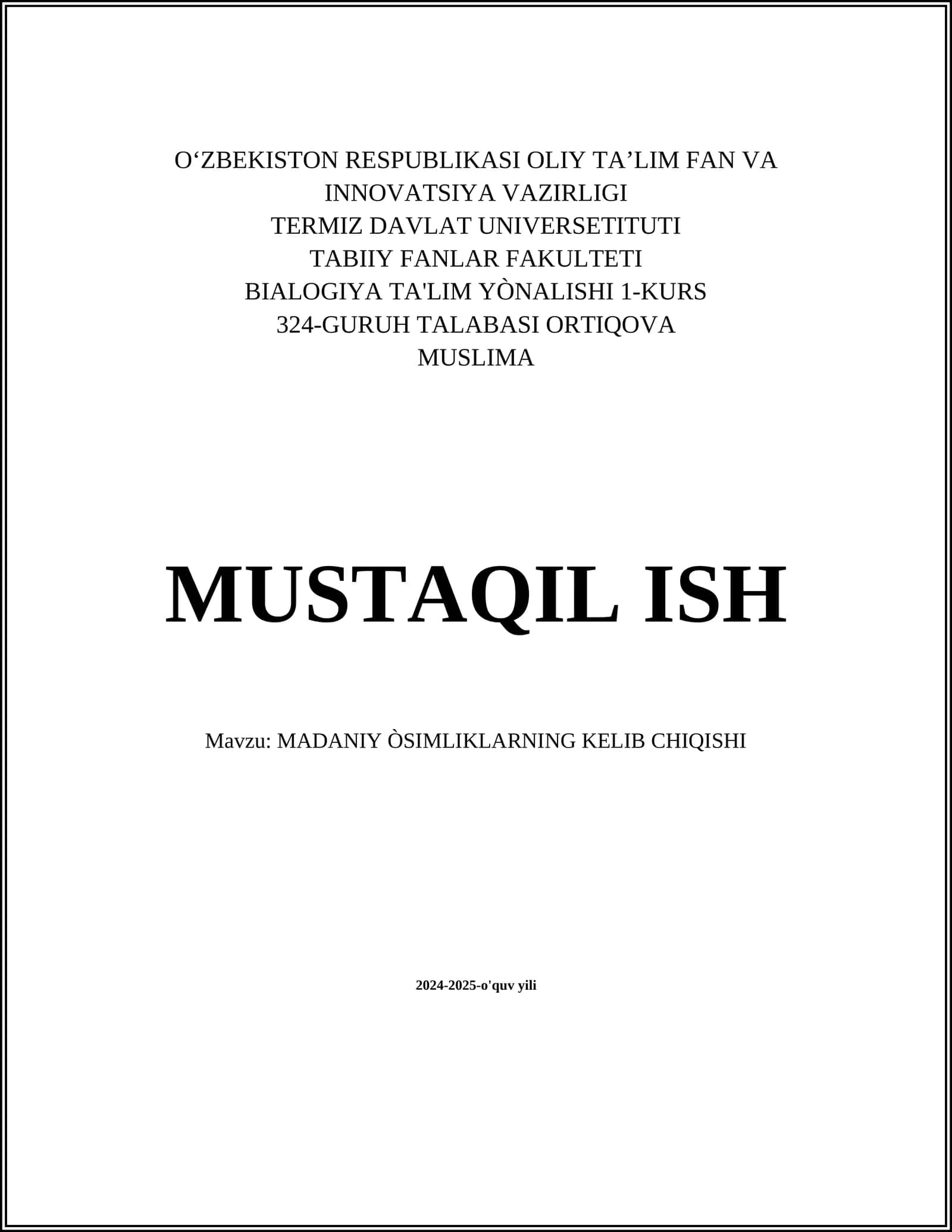 Madaniy oʻsimliklarning kelib chiqishi 1