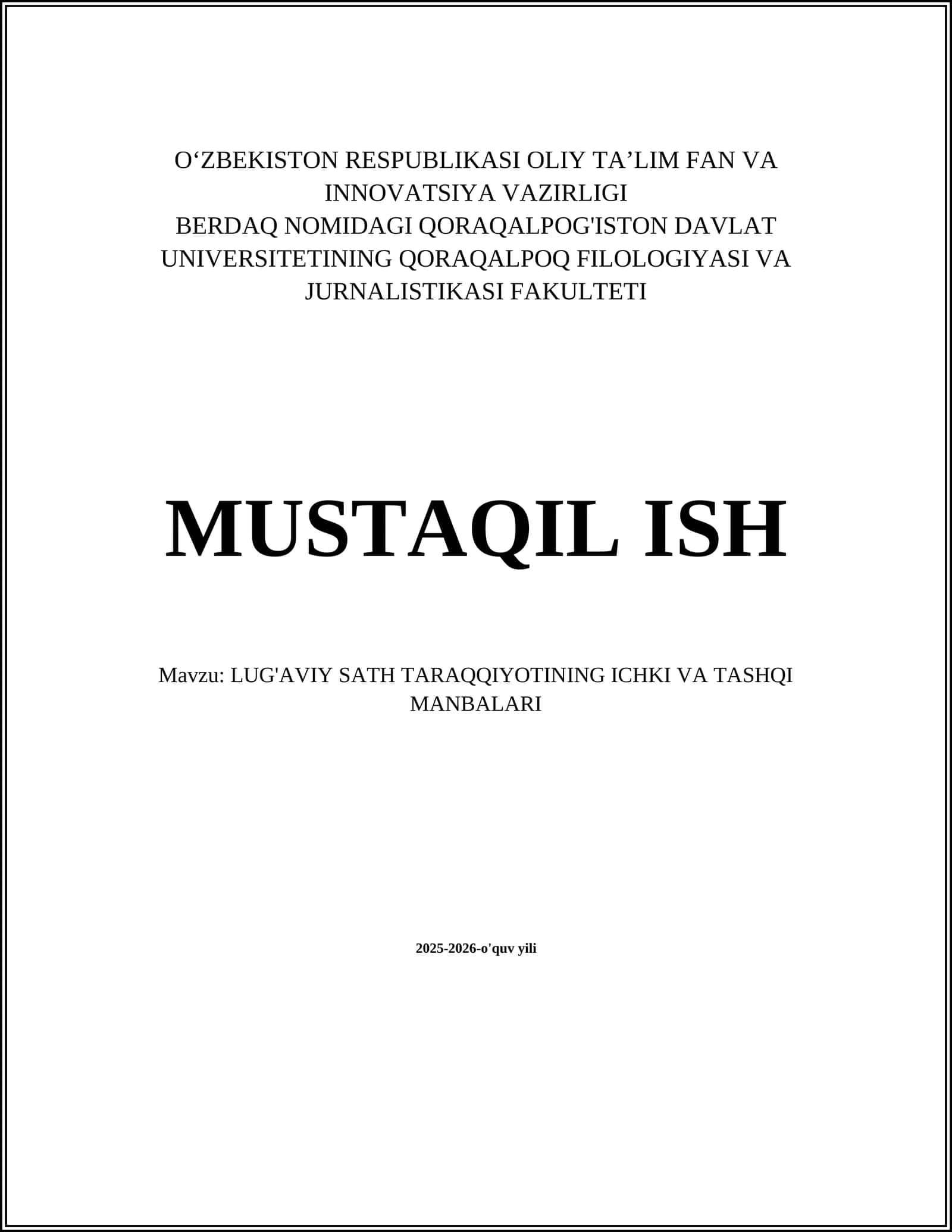 LUG'AVIY SATH TARAQQIYOTINING ICHKI VA TASHQI MANBALARI 1