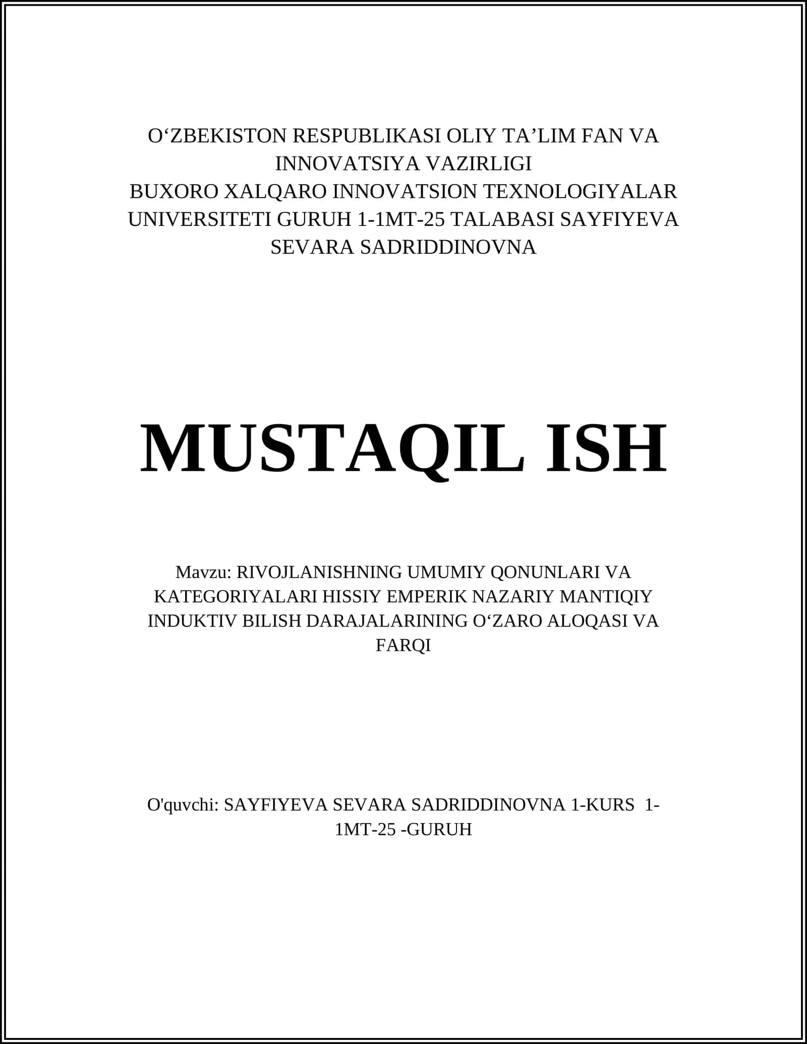 Rivojlanishning Umumiy Qonunlari: Natzriy-Kontseptual Tahlil 1
