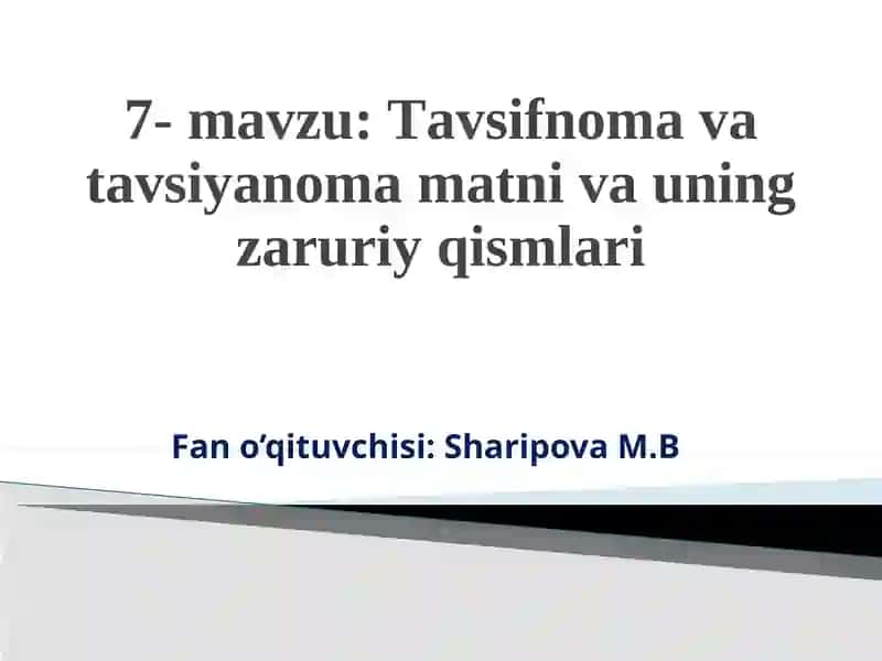 Tavsifnoma va tavsianoma matni